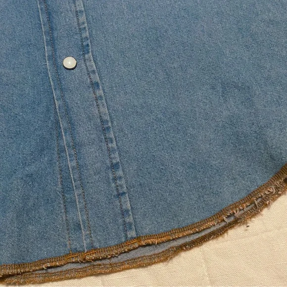 Wrangler Men's Stonewash Cowboy Cut Snap Front Long Sleeve Cotton Shirt Size L - Picture 7 of 15